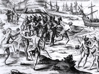 Francis Drake (ca. 1540-96) in der Neuen Welt